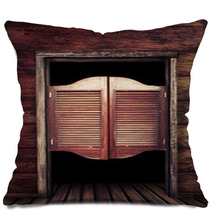 Old Vintage Wooden Saloon Doors Pillows 50804302