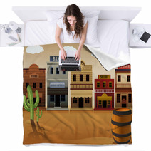 Old Western Town Blankets 61521292