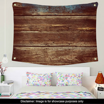 Old Wood Background - Vintage With Red And Yellow Colors. Wall Art 61347785