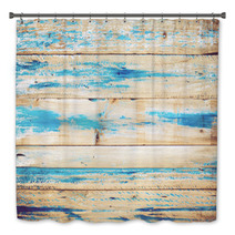 Old Wooden Background With Blue Paint Vintage Wood Texture From Beach In Summer Bath Decor 138166843