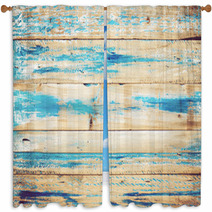 Old Wooden Background With Blue Paint Vintage Wood Texture From Beach In Summer Window Curtains 138166843
