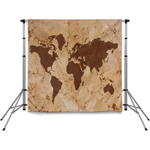 Old World Map On Creased And Stained Parchment Paper Backdrops 49279367