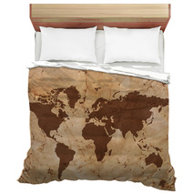 Old World Map On Creased And Stained Parchment Paper Bedding 49279367