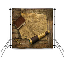 Old World Map With Telescope Backdrops 63966126