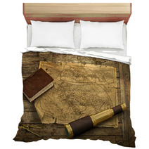 Old World Map With Telescope Bedding 63966126