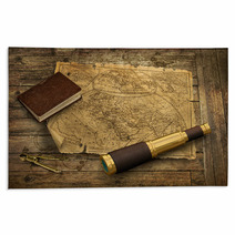 Old World Map With Telescope Rugs 63966126