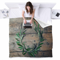 Olive Tree Wreath Blankets 63684398