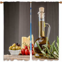 Olives Oil Green Olive Cheese Cherry Tomato Window Curtains 67888118