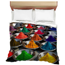 On The Photo: Colorful Tika Powders On Orcha Market India Bedding 40680672