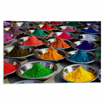 On The Photo: Colorful Tika Powders On Orcha Market India Rugs 40680672