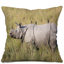 One Horned Rhinoceros In Kaziranga National Park Pillows 62326846