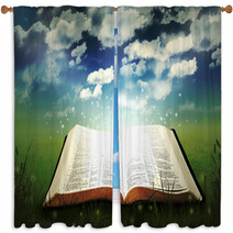 Open Bible Glowing Window Curtains 36985188