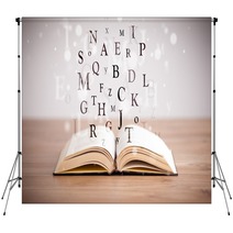 Opened Book With Flying Letters Backdrops 71442960