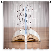 Opened Book With Flying Letters Window Curtains 71442960