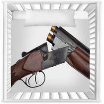 Opened Double barrelled Hunting Loaded Gun Closeup Isolated Nursery Decor 63025973