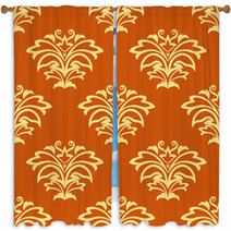 Orange And Beige Seamless Pattern Window Curtains 66585852