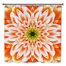Orange And White Flower Mandala Kaleidoscopic Bath Decor 61082719