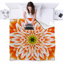 Orange And White Flower Mandala Kaleidoscopic Blankets 61082719