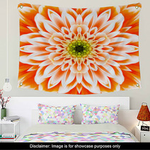 Orange And White Flower Mandala Kaleidoscopic Wall Art 61082719
