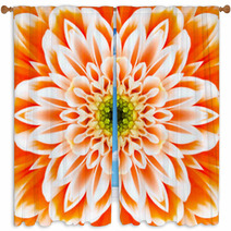 Orange And White Flower Mandala Kaleidoscopic Window Curtains 61082719