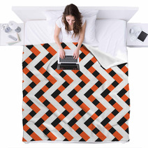 Orange Black And White Zig Zag Lines Pattern Background Design Blankets 118447031