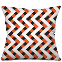 Orange Black And White Zig Zag Lines Pattern Background Design Pillows 118447031