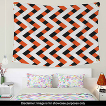 Orange Black And White Zig Zag Lines Pattern Background Design Wall Art 118447031