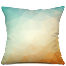 Orange Blue Background With Triagles Pillows 65721370