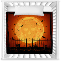 Orange Moon With Skull Nursery Decor 68087238