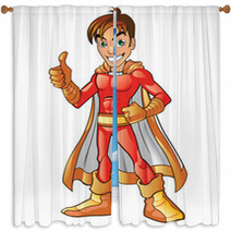 Orange Super Hero Boy Window Curtains 43916833