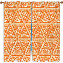Orange Triangles - 2 Window Curtains 69747970
