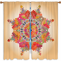 Oriental Mandala Motif Window Curtains 50116468