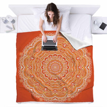 Ornamental Round Lace Pattern. Circle Curl Background. Blankets 68634813