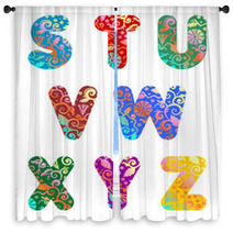 Ornate Decorative Letters S - Z, Part 3 Of Alphabet Set Window Curtains 9540131