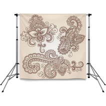 Ornate Henna Paisley Doodle Vector Design Elements Backdrops 43523371