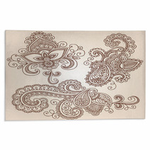 Ornate Henna Paisley Doodle Vector Design Elements Rugs 43523371