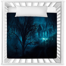 Orror Halloween Haunted House In Creepy Night Forest Nursery Decor 105134710