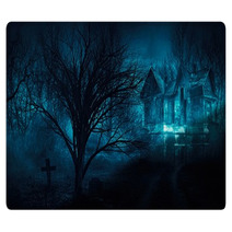 Orror Halloween Haunted House In Creepy Night Forest Rugs 105134710