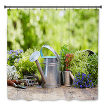 Outdoor Gardening Tools And Flowers Bath Decor 67904933