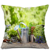 Outdoor Gardening Tools And Flowers Pillows 67904933