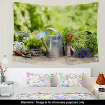 Outdoor Gardening Tools And Flowers Wall Art 67904933