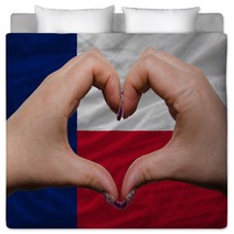 Over American State Flag Of Texas Showed Heart And Love Gesture Bedding 40239558