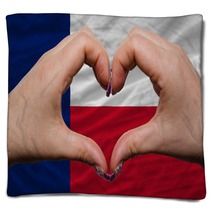 Over American State Flag Of Texas Showed Heart And Love Gesture Blankets 40239558