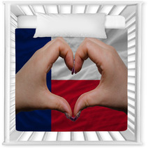 Over American State Flag Of Texas Showed Heart And Love Gesture Nursery Decor 40239558