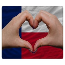 Over American State Flag Of Texas Showed Heart And Love Gesture Rugs 40239558