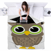Owl Cartoon Graduation Blankets 53115667