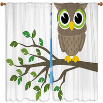 Owl Cartoon Window Curtains 53115571