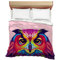 Owl Colorful Vector Bedding 81423560