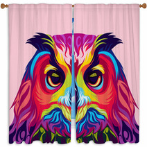 Owl Colorful Vector Window Curtains 81423560