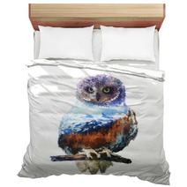 Owl Double Exposure Illustration Bedding 108368959
